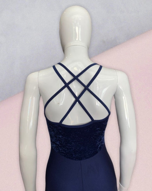 Jenetex Velour Double X Strap Back Catsuit