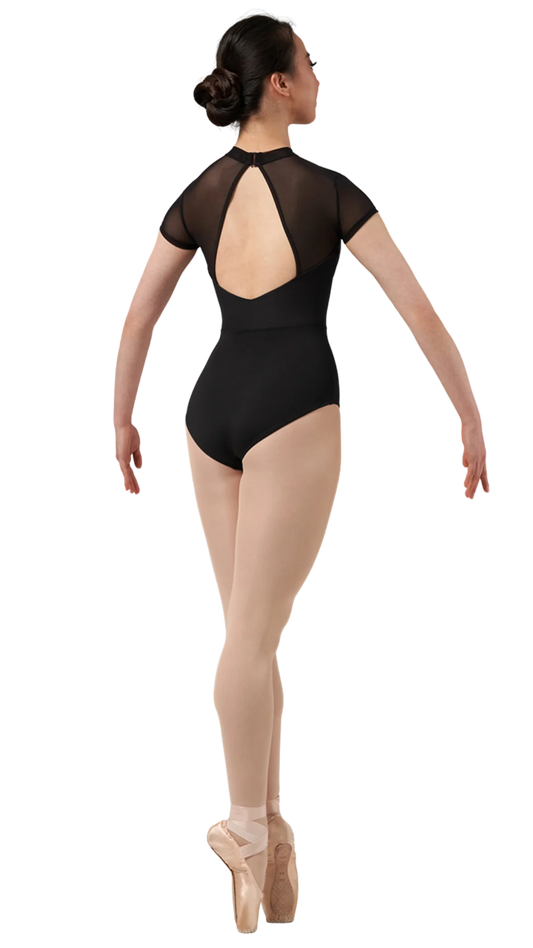 Mirella Chevron Rib Cap Sleeve Leotard