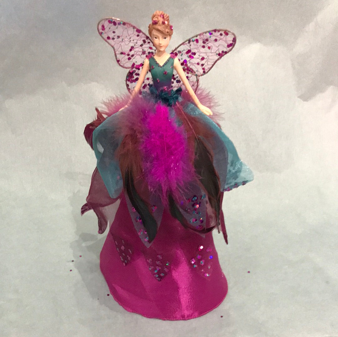 Gisela Graham fuchsia & peacock Tree Topper