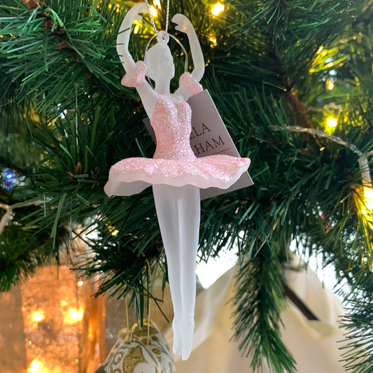 Gisela Graham Pink Opaque / Glitter ballerina