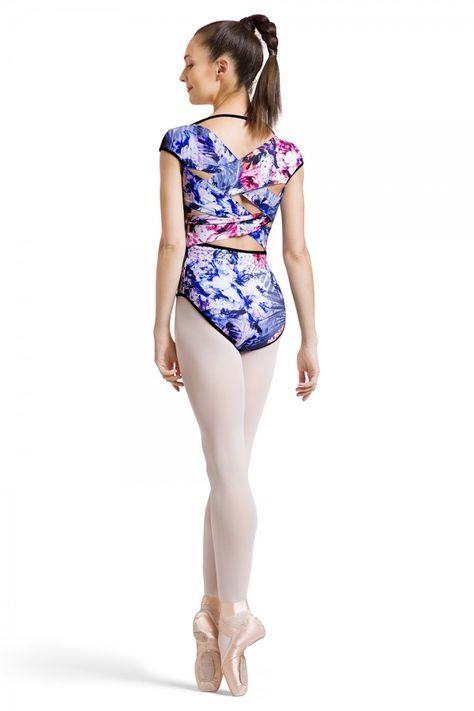 Bloch Reversible Peony Print  X Bck Cap Sleeve Leotard